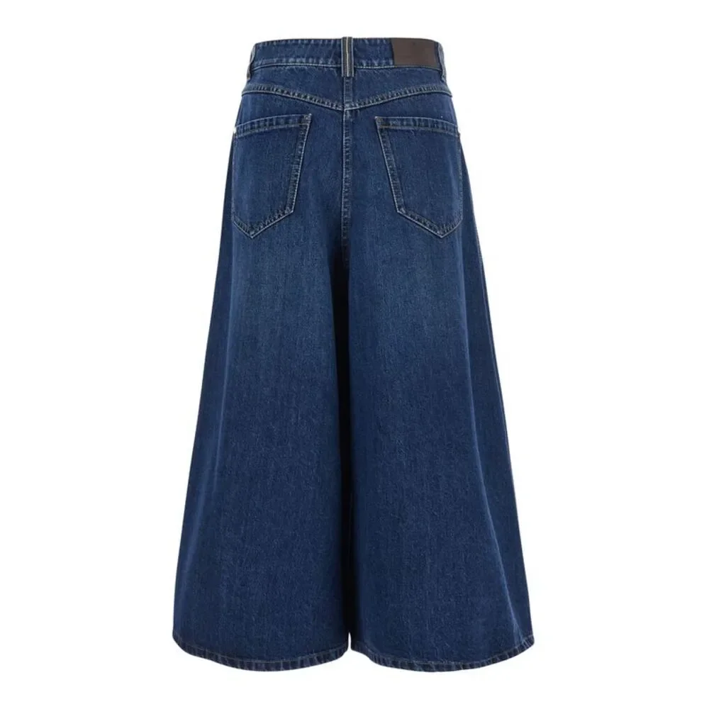 Brunello Cucinelli Women Blue Shorts With Monile On The Back In Denim For Women